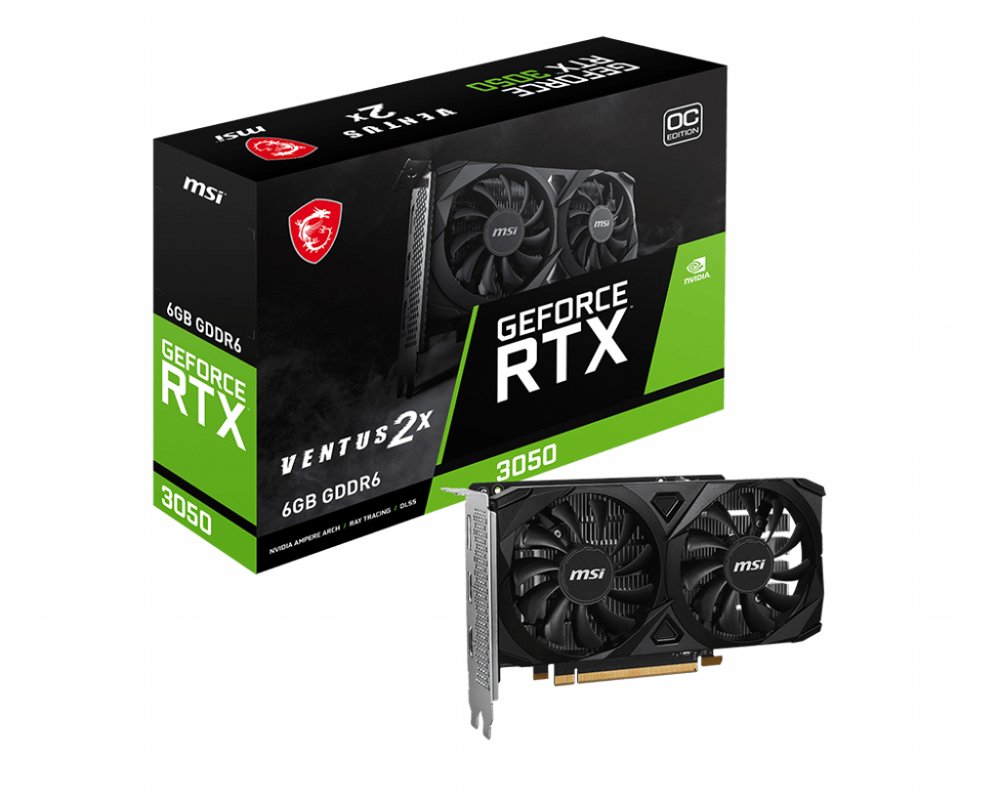 MSI GeForce RTX 3050 VENTUS 2X E OC | 6GB GDDR6 VRAM | Videokaart | GPU | Nvidia - Matmuis